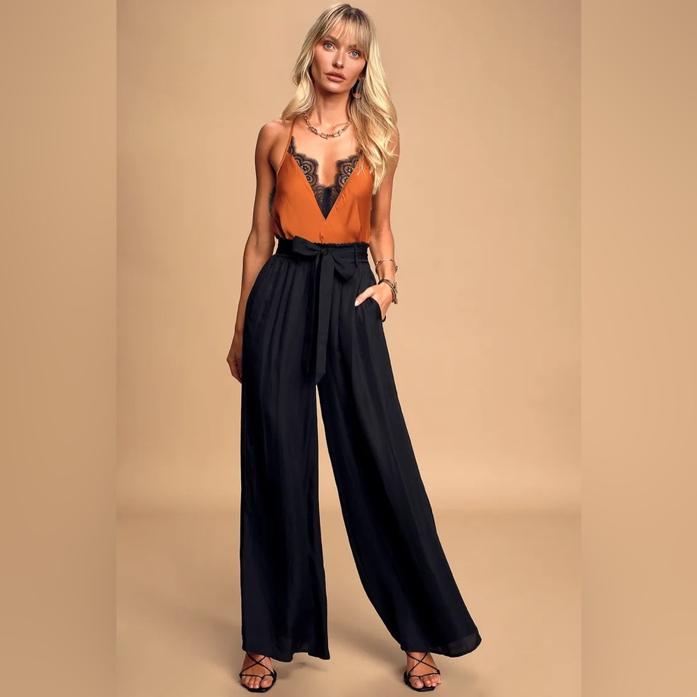 Go With The Flow Black Wide-Leg Pants